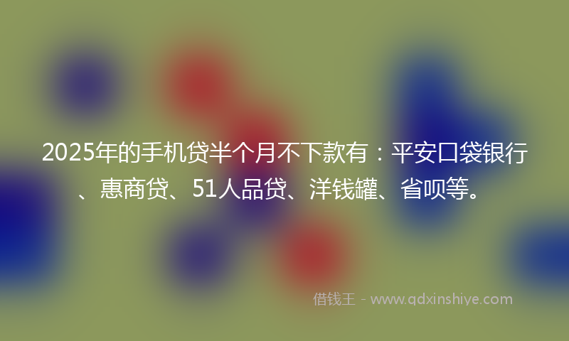 2025年的手机贷半个月不下款有：平安口袋银行、惠商贷、51人品贷、洋钱罐、省呗等。