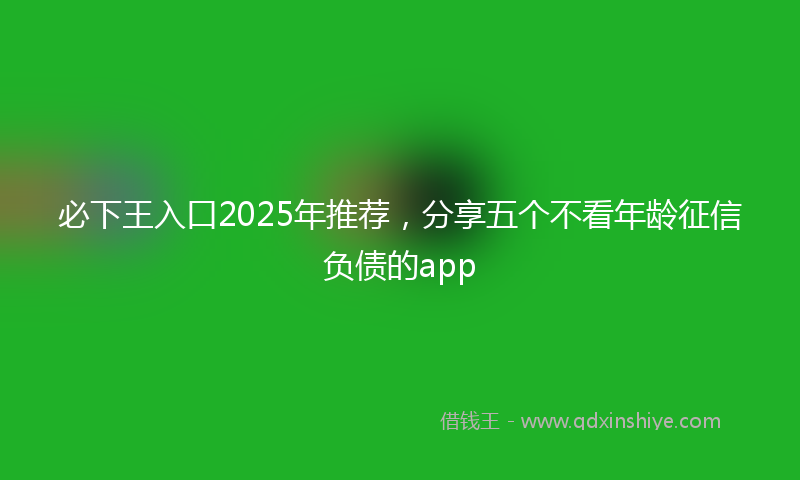 必下王入口2025年推荐，分享五个不看年龄征信负债的app
