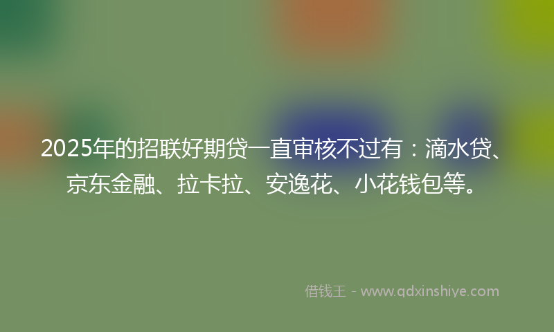 2025年的招联好期贷一直审核不过有：滴水贷、京东金融、拉卡拉、安逸花、小花钱包等。