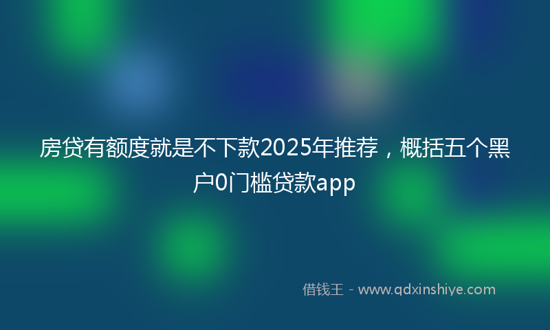 房贷有额度就是不下款2025年推荐，概括五个黑户0门槛贷款app