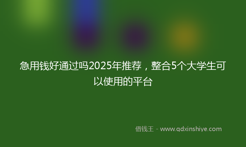 急用钱好通过吗2025年推荐，整合5个大学生可以使用的平台
