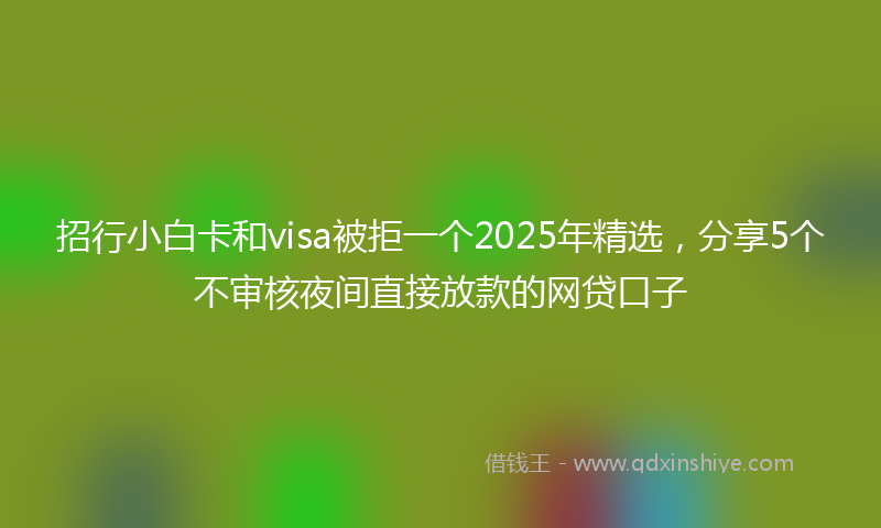 招行小白卡和visa被拒一个2025年精选，分享5个不审核夜间直接放款的网贷口子