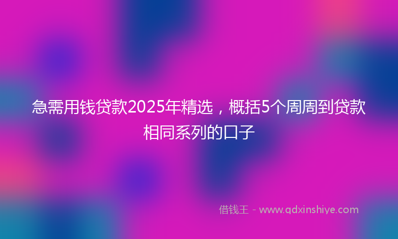 急需用钱贷款2025年精选，概括5个周周到贷款相同系列的口子