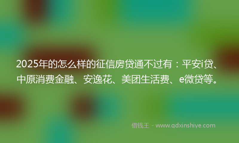 2025年的怎么样的征信房贷通不过有：平安i贷、中原消费金融、安逸花、美团生活费、e微贷等。