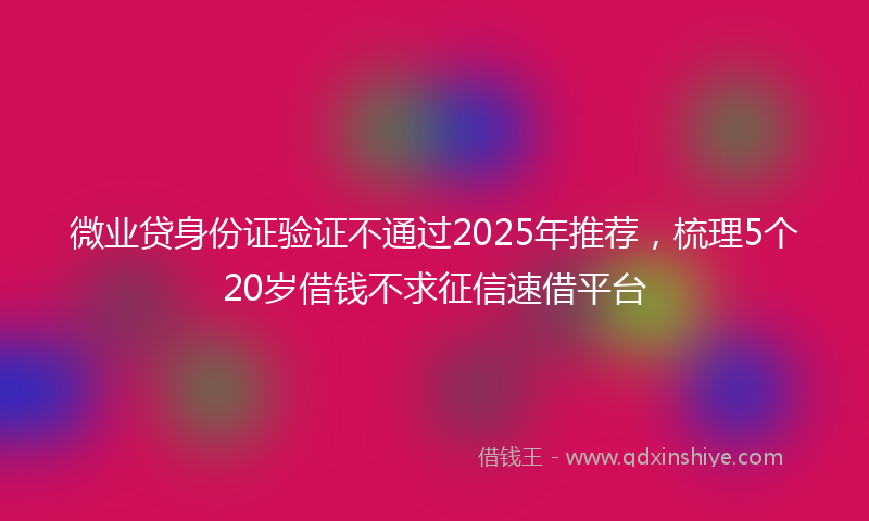 微业贷身份证验证不通过2025年推荐，梳理5个20岁借钱不求征信速借平台