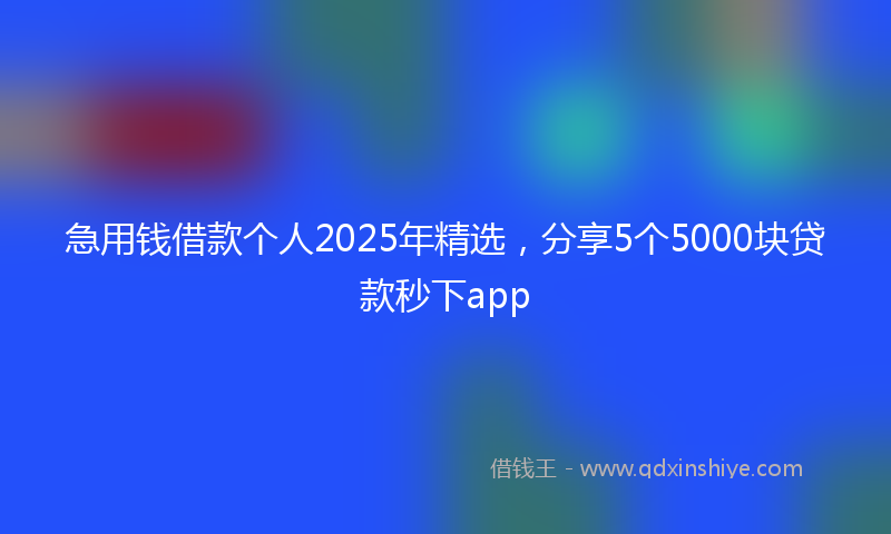 急用钱借款个人2025年精选，分享5个5000块贷款秒下app