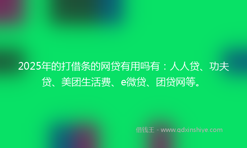 2025年的打借条的网贷有用吗有：人人贷、功夫贷、美团生活费、e微贷、团贷网等。