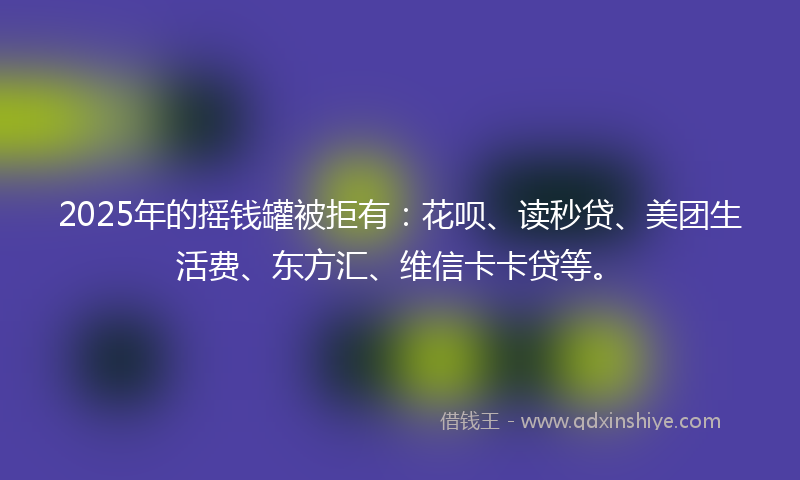 2025年的摇钱罐被拒有：花呗、读秒贷、美团生活费、东方汇、维信卡卡贷等。