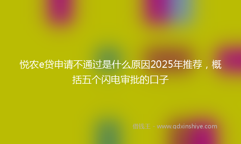 悦农e贷申请不通过是什么原因2025年推荐，概括五个闪电审批的口子