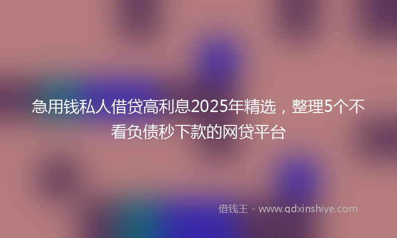 急用钱私人借贷高利息2025年精选，整理5个不看负债秒下款的网贷平台