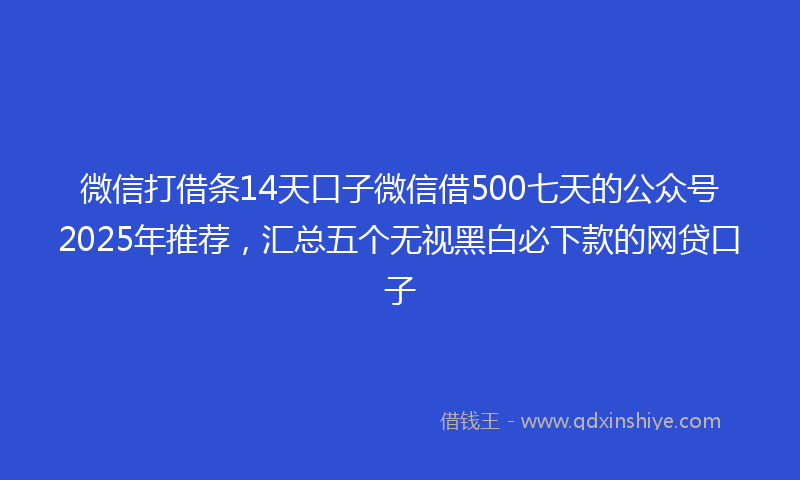 微信打借条14天口子微信借500七天的公众号2025年推荐，汇总五个无视黑白必下款的网贷口子