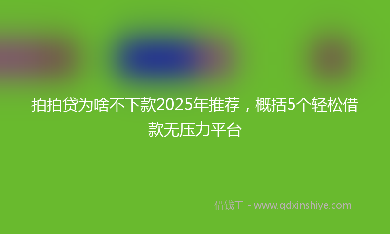 拍拍贷为啥不下款2025年推荐，概括5个轻松借款无压力平台