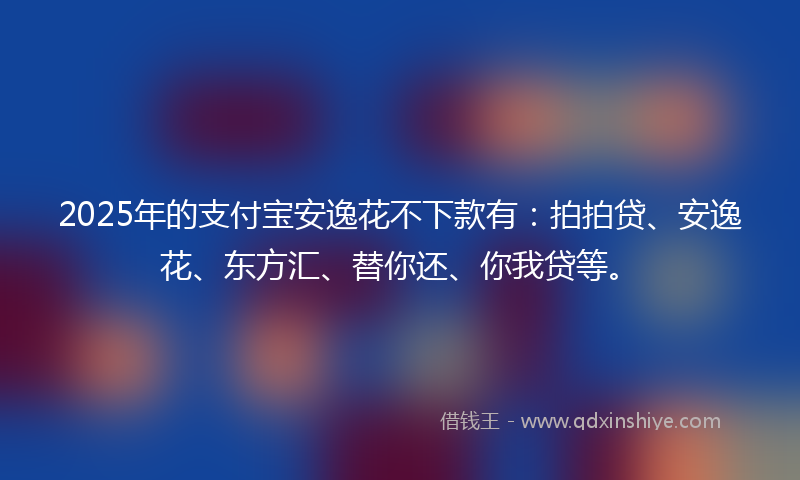 2025年的支付宝安逸花不下款有：拍拍贷、安逸花、东方汇、替你还、你我贷等。