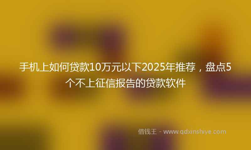 手机上如何贷款10万元以下2025年推荐，盘点5个不上征信报告的贷款软件