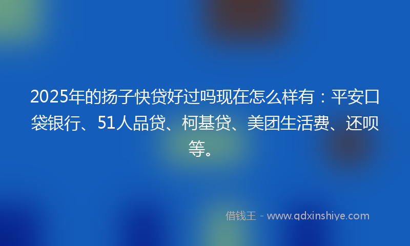 2025年的扬子快贷好过吗现在怎么样有：平安口袋银行、51人品贷、柯基贷、美团生活费、还呗等。