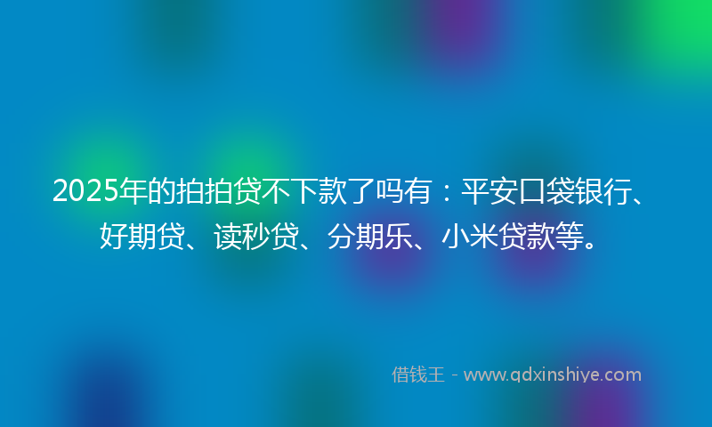 2025年的拍拍贷不下款了吗有：平安口袋银行、好期贷、读秒贷、分期乐、小米贷款等。