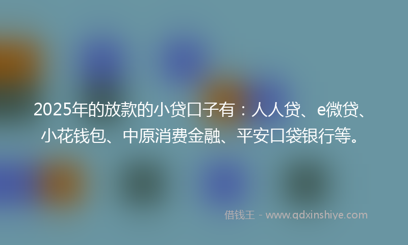 2025年的放款的小贷口子有：人人贷、e微贷、小花钱包、中原消费金融、平安口袋银行等。