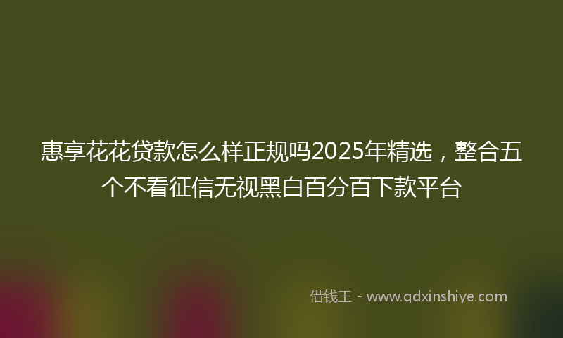 惠享花花贷款怎么样正规吗2025年精选，整合五个不看征信无视黑白百分百下款平台