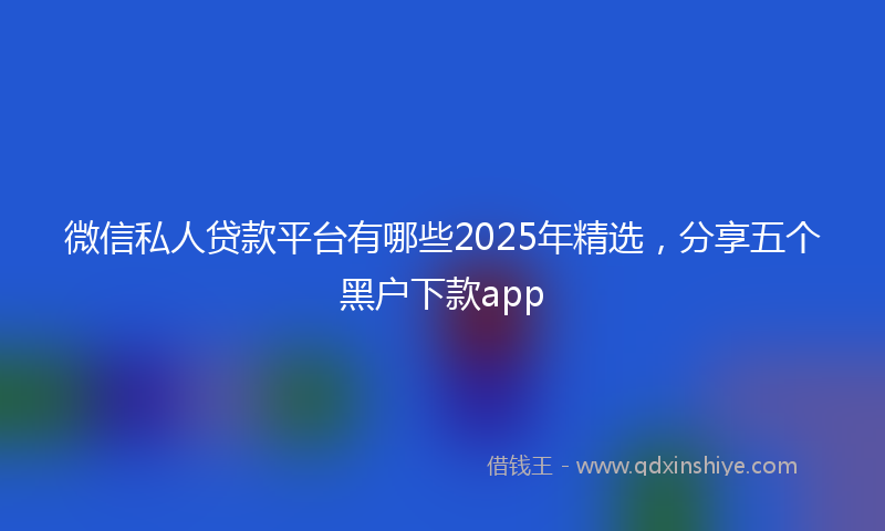 微信私人贷款平台有哪些2025年精选，分享五个黑户下款app