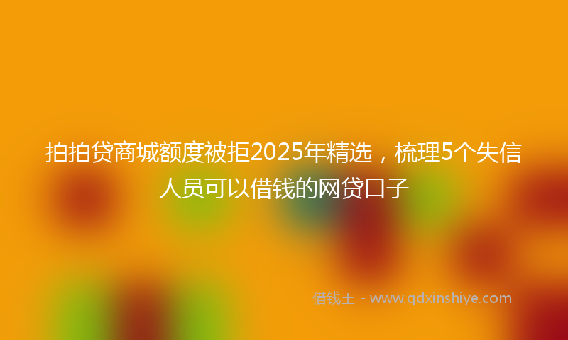 拍拍贷商城额度被拒2025年精选，梳理5个失信人员可以借钱的网贷口子
