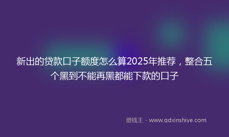新出的贷款口子额度怎么算2025年推荐，整合五个黑到不能再黑都能下款的口子