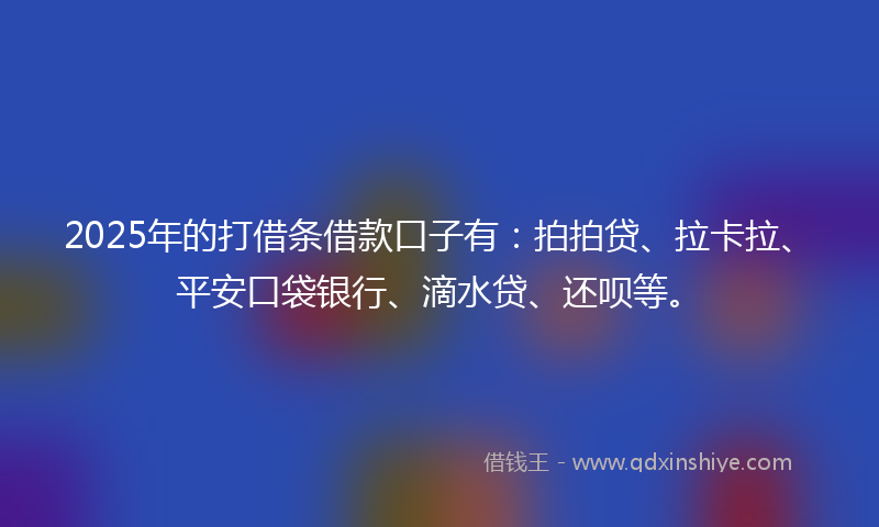 2025年的打借条借款口子有：拍拍贷、拉卡拉、平安口袋银行、滴水贷、还呗等。