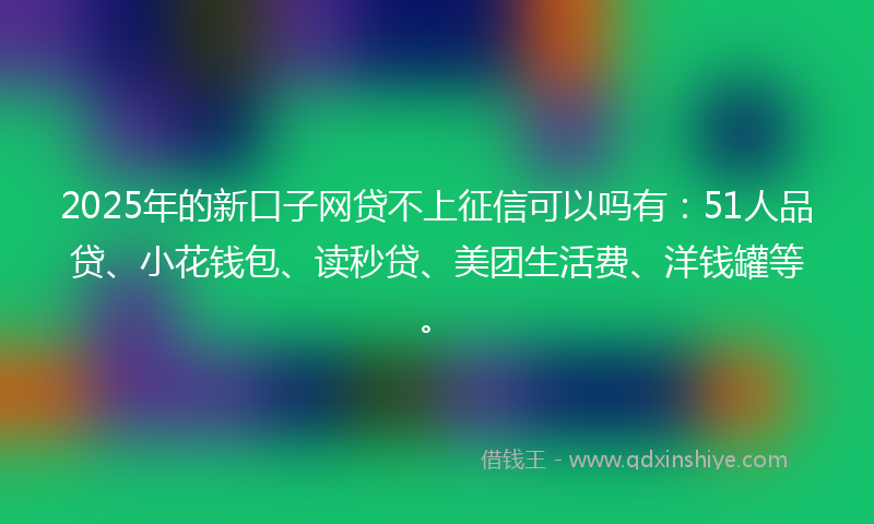 2025年的新口子网贷不上征信可以吗有：51人品贷、小花钱包、读秒贷、美团生活费、洋钱罐等。