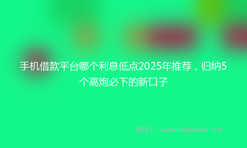手机借款平台哪个利息低点2025年推荐，归纳5个高炮必下的新口子