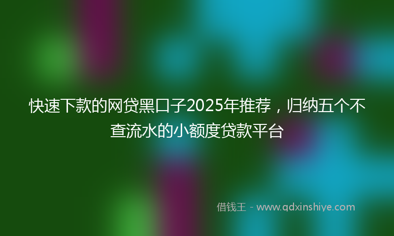 快速下款的网贷黑口子2025年推荐，归纳五个不查流水的小额度贷款平台