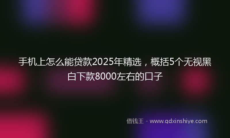 手机上怎么能贷款2025年精选，概括5个无视黑白下款8000左右的口子