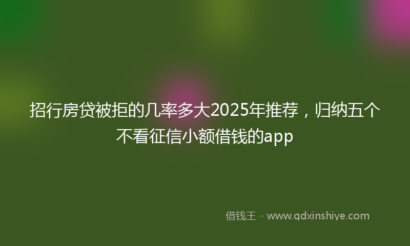 招行房贷被拒的几率多大2025年推荐，归纳五个不看征信小额借钱的app