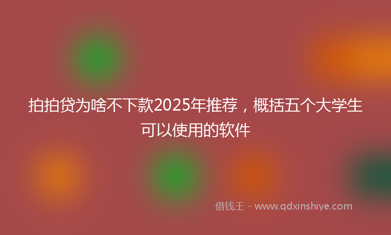 拍拍贷为啥不下款2025年推荐，概括五个大学生可以使用的软件