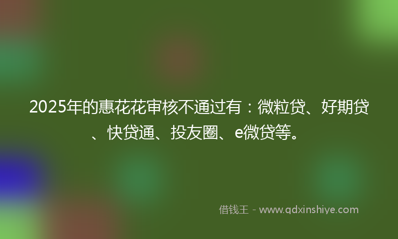 2025年的惠花花审核不通过有：微粒贷、好期贷、快贷通、投友圈、e微贷等。