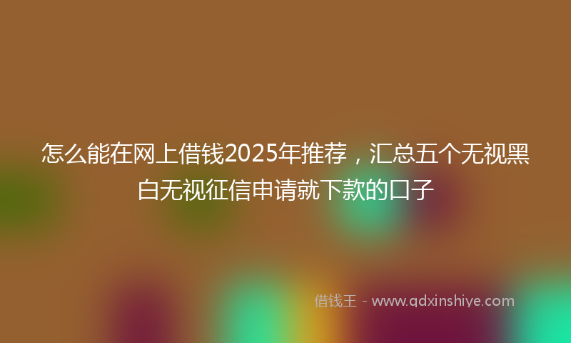 怎么能在网上借钱2025年推荐，汇总五个无视黑白无视征信申请就下款的口子