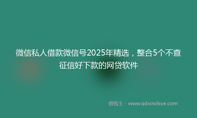 微信私人借款微信号2025年精选，整合5个不查征信好下款的网贷软件