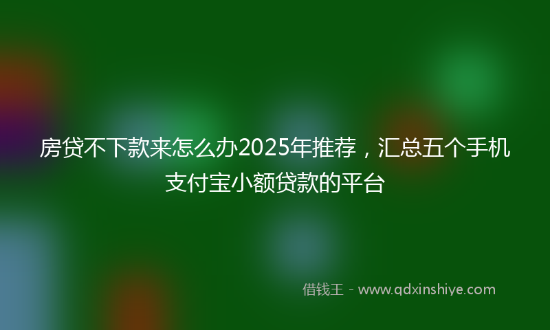 房贷不下款来怎么办2025年推荐，汇总五个手机支付宝小额贷款的平台