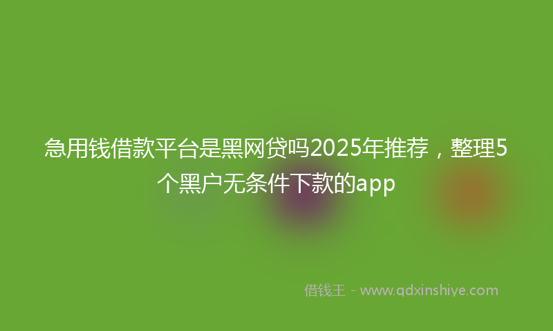 急用钱借款平台是黑网贷吗2025年推荐，整理5个黑户无条件下款的app