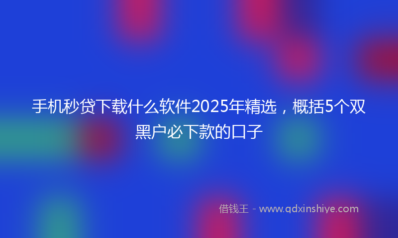 手机秒贷下载什么软件2025年精选，概括5个双黑户必下款的口子