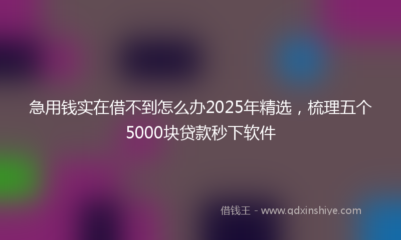 急用钱实在借不到怎么办2025年精选，梳理五个5000块贷款秒下软件