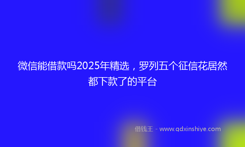 微信能借款吗2025年精选，罗列五个征信花居然都下款了的平台