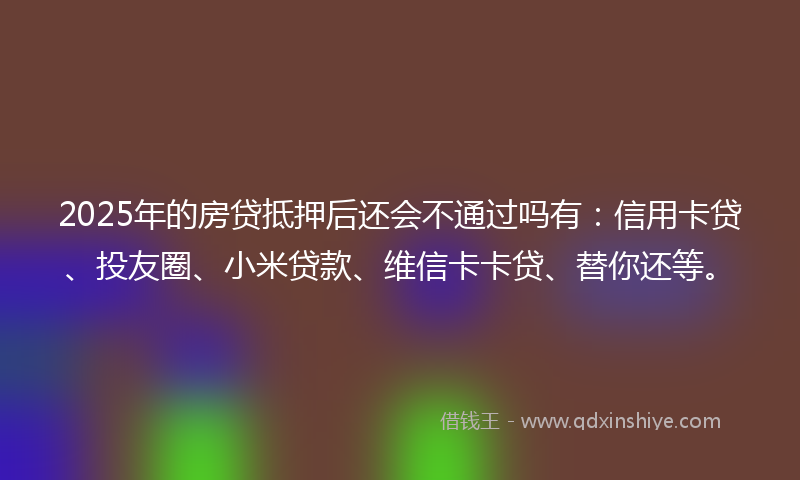 2025年的房贷抵押后还会不通过吗有：信用卡贷、投友圈、小米贷款、维信卡卡贷、替你还等。