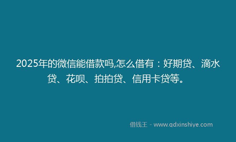 2025年的微信能借款吗,怎么借有：好期贷、滴水贷、花呗、拍拍贷、信用卡贷等。