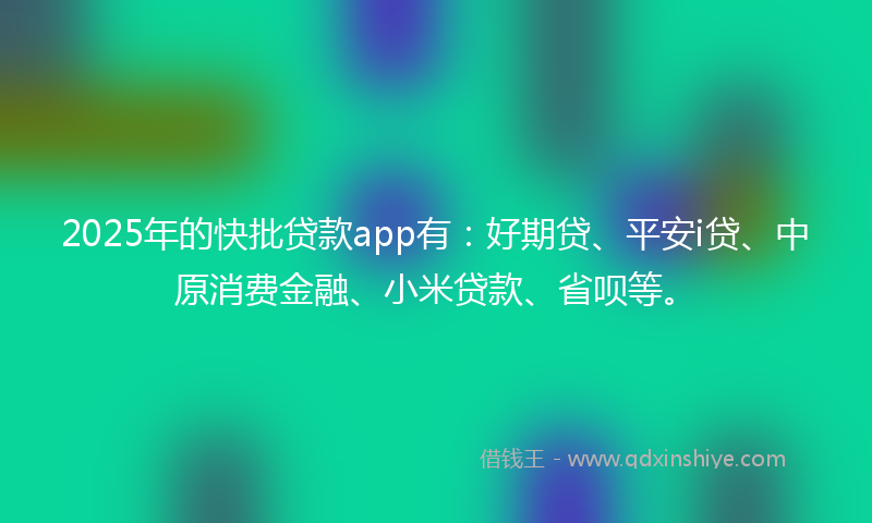 2025年的快批贷款app有：好期贷、平安i贷、中原消费金融、小米贷款、省呗等。