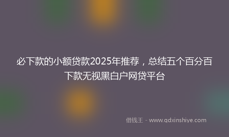 必下款的小额贷款2025年推荐，总结五个百分百下款无视黑白户网贷平台