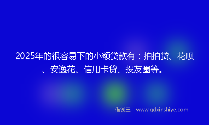 2025年的很容易下的小额贷款有：拍拍贷、花呗、安逸花、信用卡贷、投友圈等。
