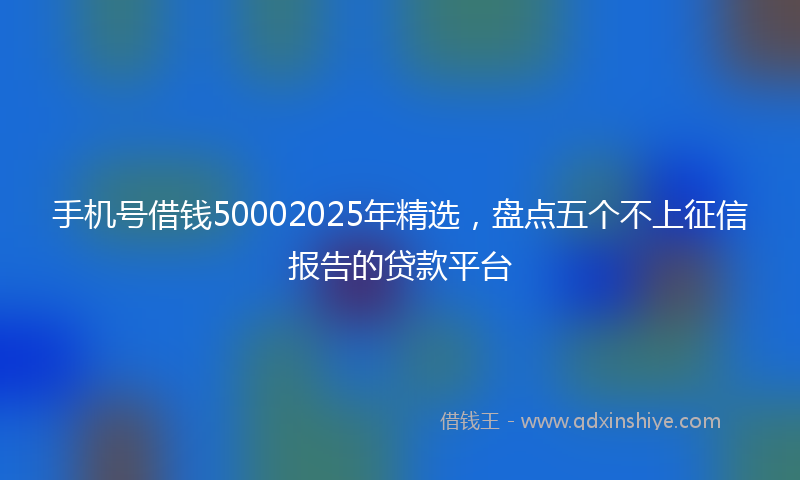 手机号借钱50002025年精选，盘点五个不上征信报告的贷款平台