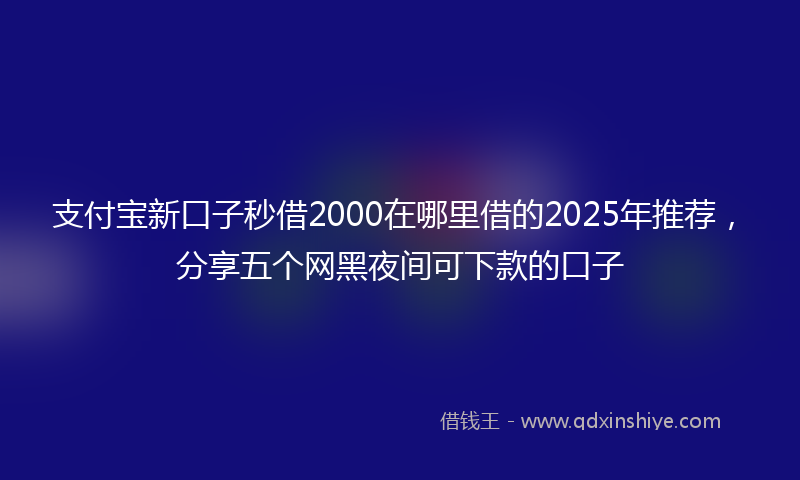 支付宝新口子秒借2000在哪里借的2025年推荐，分享五个网黑夜间可下款的口子