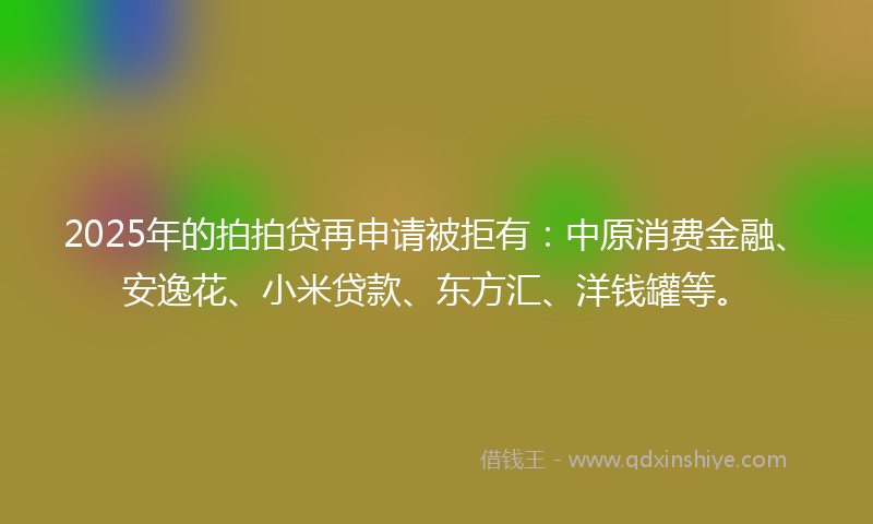2025年的拍拍贷再申请被拒有：中原消费金融、安逸花、小米贷款、东方汇、洋钱罐等。
