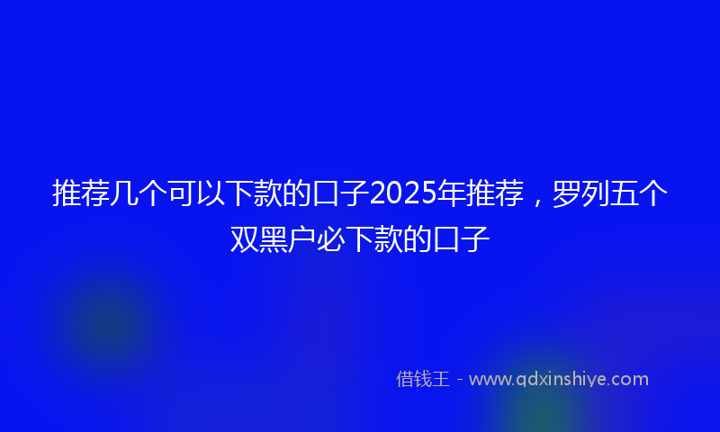 推荐几个可以下款的口子2025年推荐，罗列五个双黑户必下款的口子