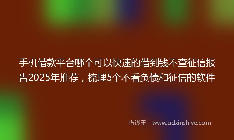 手机借款平台哪个可以快速的借到钱不查征信报告2025年推荐，梳理5个不看负债和征信的软件